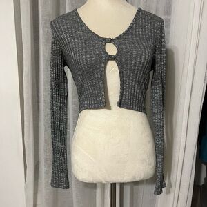 PrettyLittleThing Gray Ribbed Sweater